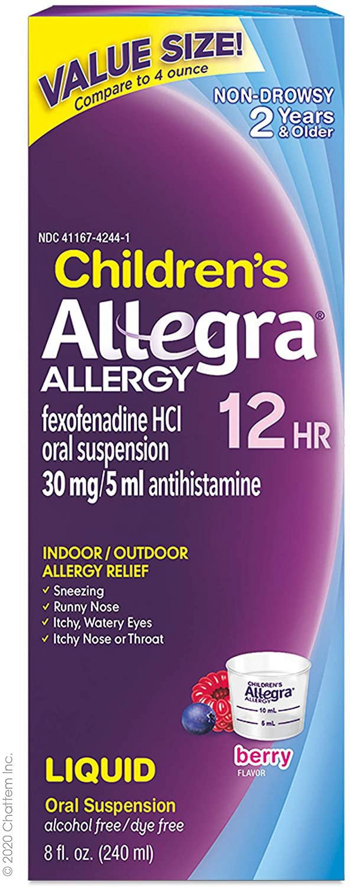 Allegra Childrens 12 Hour Allergy Relief Oral Suspension Liquid, Berry - 4 Oz, 2 Pack
