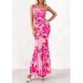 thumbnail image 4 of PRETTYGARDEN Womens Summer One Shoulder Maxi Dress Floral Sleeveless Bodycon Mesh Long Formal Wedding Guest Dresses, 4 of 9