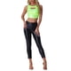 thumbnail image 2 of INSPIRAR CHIC Camisetas sin mangas para mujeres, tops cortos metálicos brillantes, L, verde brillante, 2 of 6