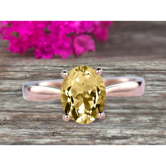 1.25 Carat 8x6mm Oval Cut Champagne Diamond Moissanite Engagement Ring Solitaire Promise Ring On 10k Rose Gold Personalized for Brides