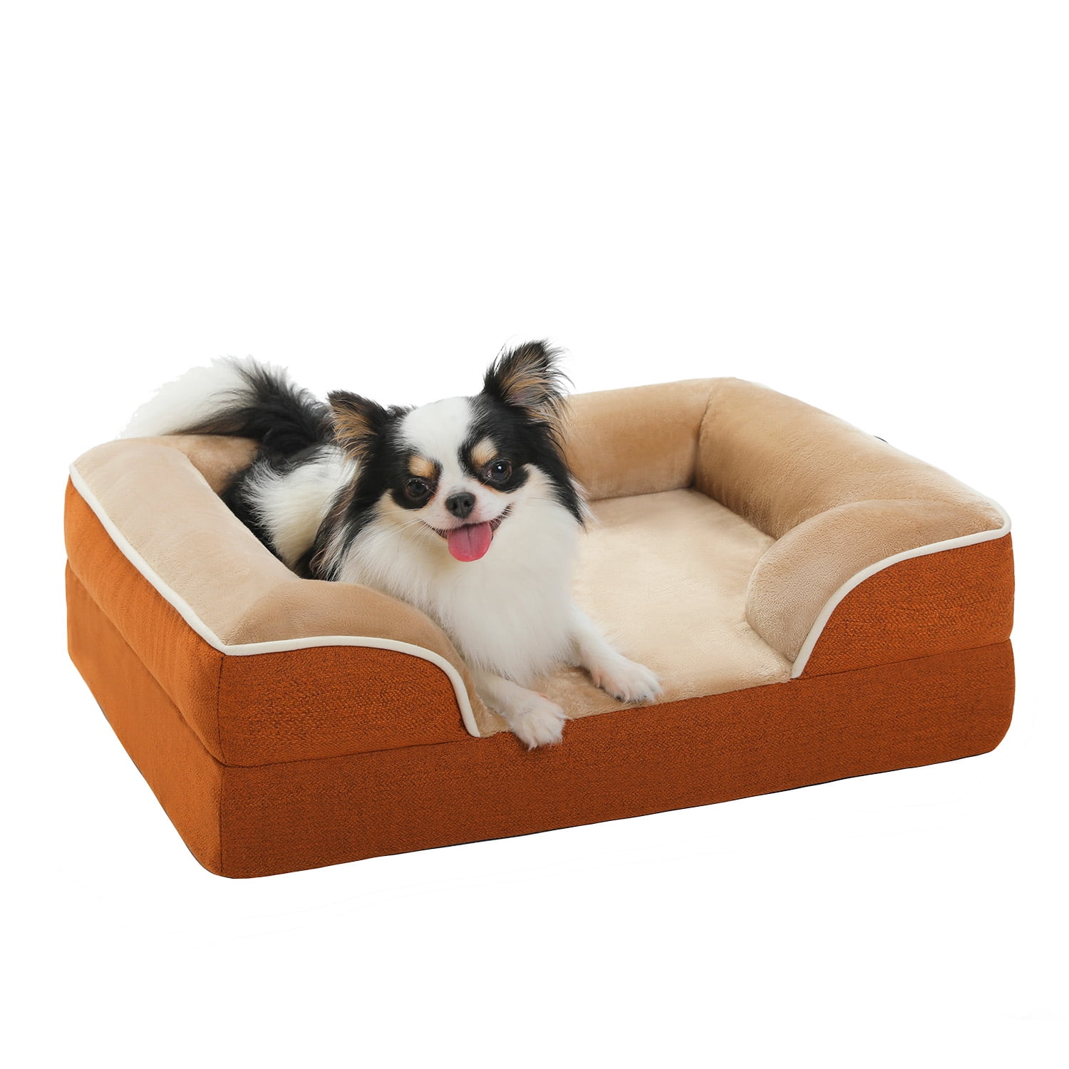 PAWZ Road Orthopedic Dog Bed Removable Washable Cover Non-Slip Bottom Dog Sofa Bed, S-XL, Khaki
