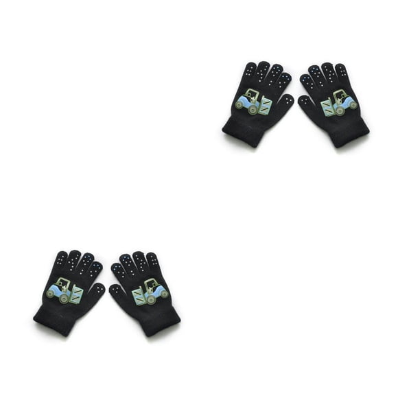 Qarigey 1 par de guantes cálidos para niños, estilo de dibujos animados, accesorio de ropa gruesa para exteriores, cubierta de dedos para 2piezas tipo 3