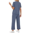thumbnail image 3 of Fantaslook 2 Piece Sets for Women Casual Summer Travel Vacation Outfits Short Sleeve Tops Wide Leg Pants Lounge Sets, 3 of 9