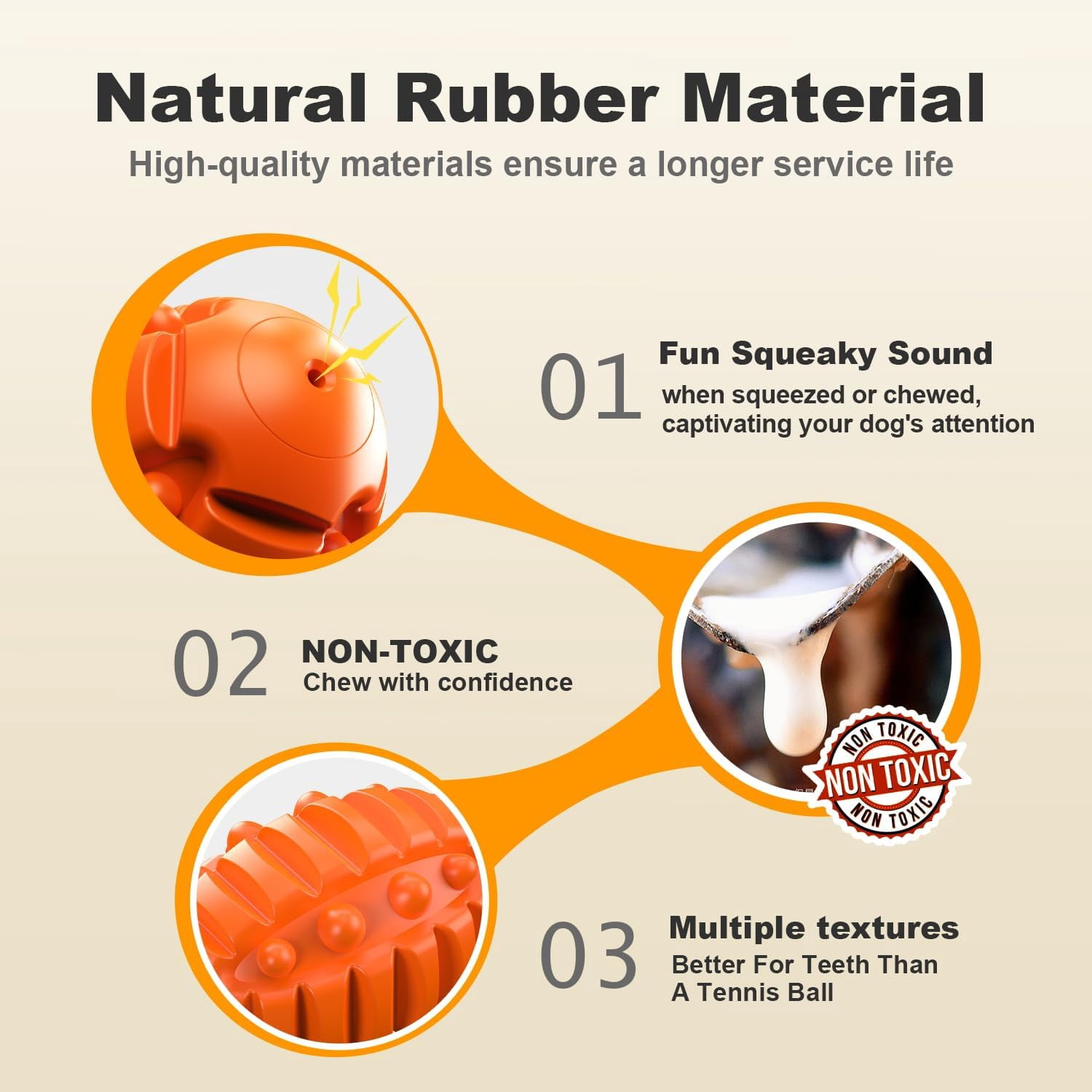 2PCS Dog Chew Ball, Interactive Aggressive chewers Dog Toy, for Teething and Teeth Cleaning, Natural Rubber Durable Football Dog Toy for Small and Medium Breeds(Orange+Rose)
