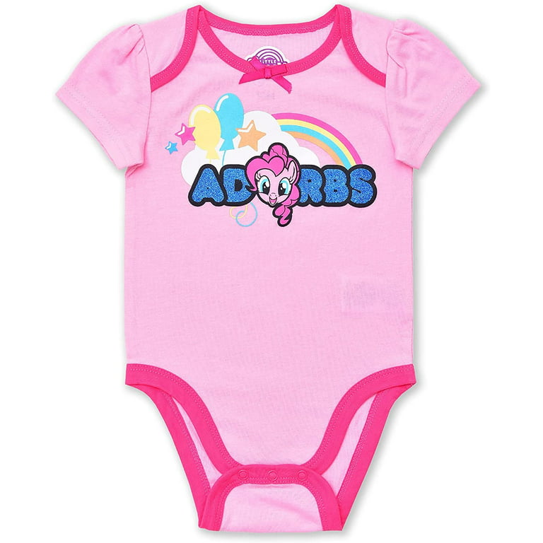 My Little Pony Rainbow Dash, Fluttershy and Twilight Sparkle Girls 5 Pack  Mix of Character and Roleplay Onesies, Infant 