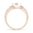 thumbnail image 2 of ANGARA Freshwater Cultured Pearl Ring with Pave-Set Diamonds in 14K Rose Gold for Women | June Birthstone, Birthday, Anniversary, Jewelry Gift for Women | Pearl Ring, 2 of 8