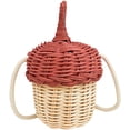 thumbnail image 1 of Miangastore Handwoven Round Rattan Bag Pine Cone Shaped Dark Red 1Pack Photography Prop, 1 of 8