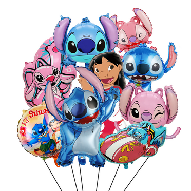 Stitch Party Decoration Balloons, 8 pcs Stitch Balloons, Including Stitch Foil Balloons and Spaceship Foil Balloons, etc. Stitch Foil Balloons for Boys Children's Stitch Theme Party