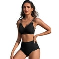 thumbnail image 3 of Asoul Cross Strsps Bikini Sets for Womens Ribbed V Neck Two Piece Swimsuit Push Up Bathing Suit 2025, 3 of 6