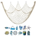 thumbnail image 7 of Coastal Style Fishing Net Wall Display Mesh with Sea Animal Ornaments,40*80in,Nautical Photo Hanging Decor, Vintage Wall Pendant for Bedroom Beach House Home Layout, 7 of 7