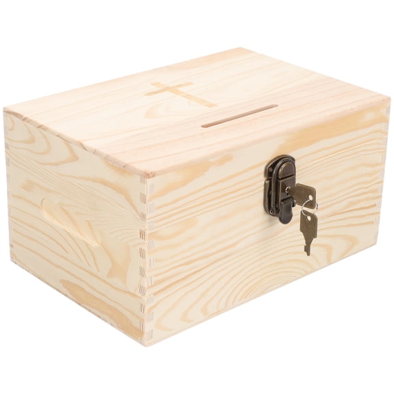 Wooden Suggestion Box Tip Donation Box Secure Voting Box Office 29x19.5cm