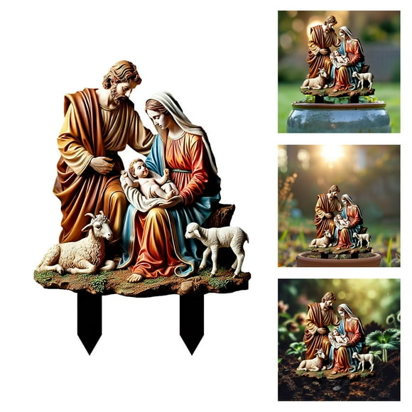 God's Family Garden Stake Outdoor Acrylic Ground Insert For Potted Patio Non Powered New Year's Day Occasion Flower Theme Ldeal For Outdoor Use Yard Signs Customized Metal Easter Garden Flag 28x40