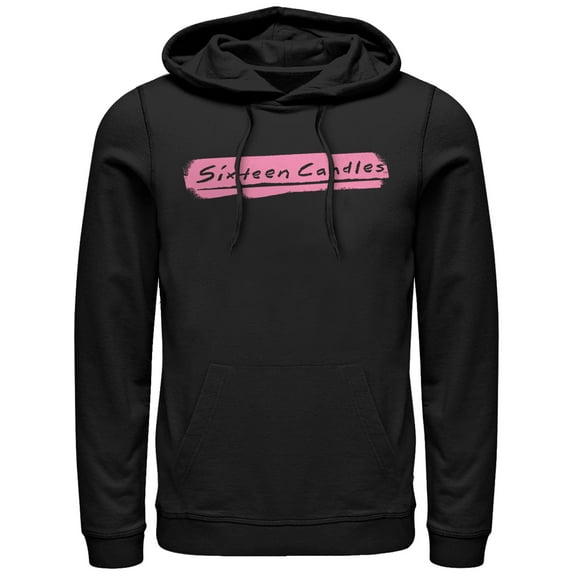 Men's Sixteen Candles Paint Stripe Logo Pull Over Hoodie Black Large
