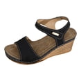 thumbnail image 4 of Rokment Womens Wedges Dressy Sandals 2026 Summer Trendy Casual Ladies Leather Open Toe Platform Arch Support Orthopedic High Heels Walking Dress Sandals Beach Black Size 6.5, 4 of 5
