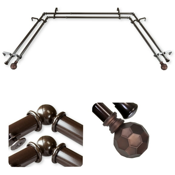 Domovina Reid 13/16-inch Bay WIndow Double Curtain Rod-Color:Cocoa