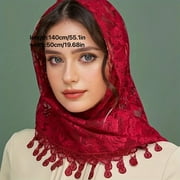 Aellinatey Traditional Tassels Lace Head Scarf Women Headwrap Catholic Chapel Bridal Veils