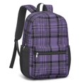 thumbnail image 2 of Purple and Black Checkered Pattern 17" School Backpacks for Teens,Waterproof Oxford Fabric,S-Shape Padded Straps for School,Travel,Hiking,Camping, 2 of 6