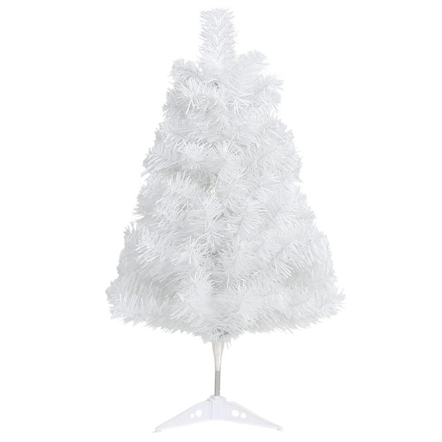 Árbol de Navidad CCINEE blanco de 60 cm con soporte de plástico con 80 ramas