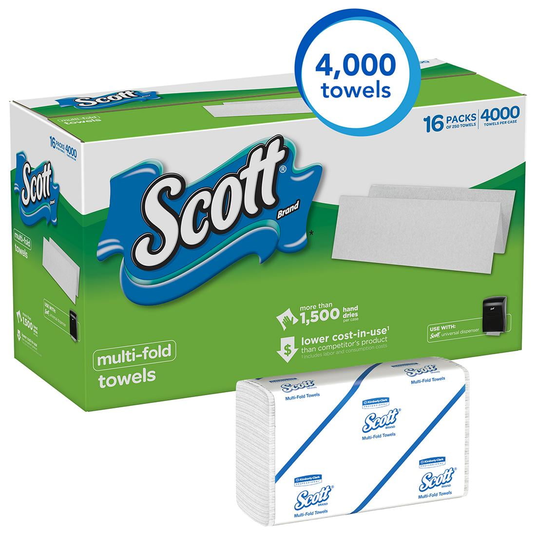 Scott Multi-Fold Towels, Absorbency Pockets, 9.2 x 9.4, 4000/Carton (KCC08009)