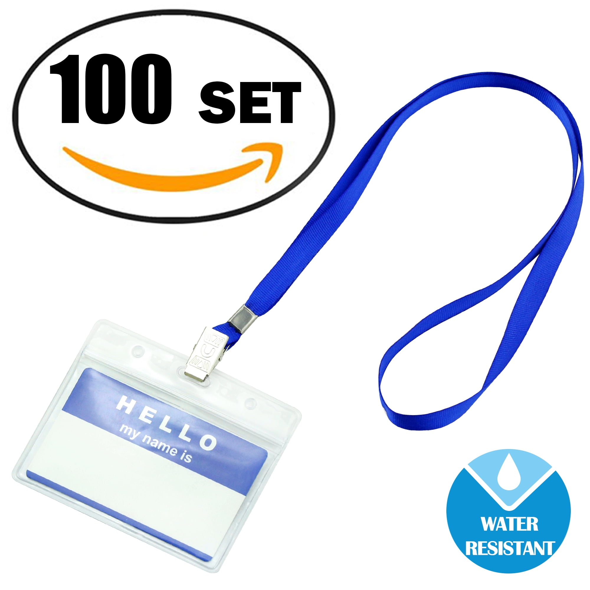 Gimars Waterproof Plastic Name s Id Card Holder Lanyards For Kids Name Labels School Camp Field Trip Business Event Trade Show Conference Badge Holder Name With Lanyard 150 Pack Walmart Com