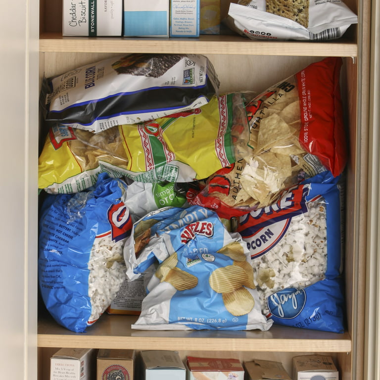 Jobar International Chip Bag and Food Tray with 4 Slots Cabinet Organizer,  White