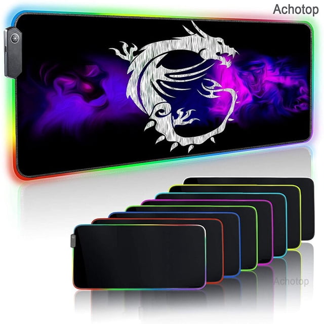 MSI Dragon-alfombrilla de ratón con luz LED para juegos, cubierta de teclado grande RGB, Base de goma antideslizante, alfombrilla de escritorio XL para PC LIUWENJING unisex