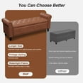 thumbnail image 4 of Vabches Bedroom Bench, End of Bed Bench with Storage,Faux Leather Window Bench with Rolled Arms,Brown, 4 of 10