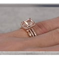 thumbnail image 3 of 2.75 Carat 7x5mm Emerald Cut Morganite Ring with Diamond Moissanites with One Engagement Ring and 2 Wedding Bands with 18k Gold Plating, 3 of 4