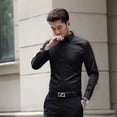 thumbnail image 2 of Camisa casual de manga larga para hombre, corte ajustado, vestimenta profesional de negocios, suaviza tu silueta, ropa de trabajo, ropa de carrera, 2 of 4