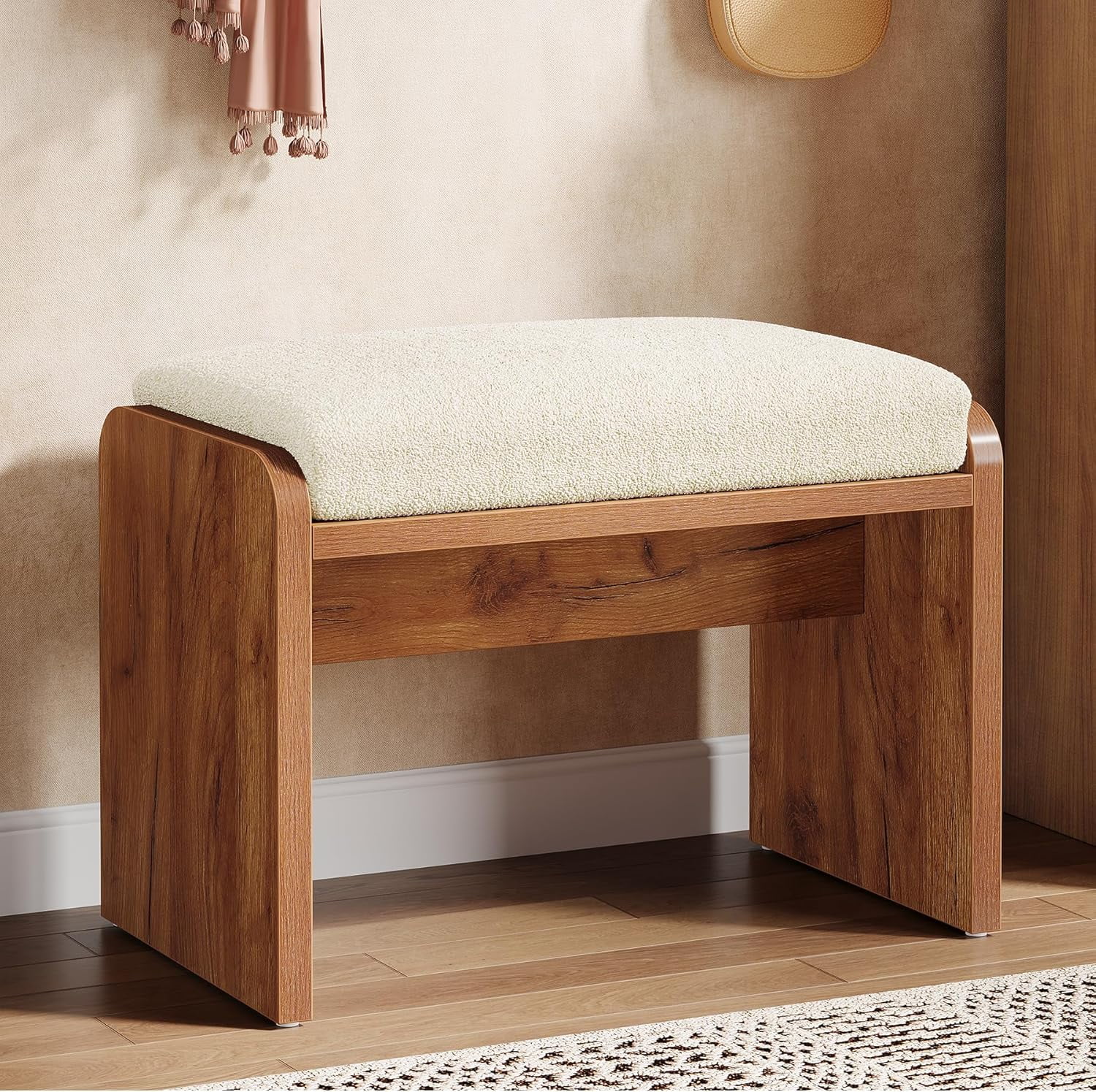Entryway Bench with Removable Cushion, Upholstered Shoe Bench