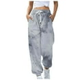 thumbnail image 3 of BiZtdJrK Baggy Sweatpants for Women Casual Cinch Bottom Trousers Trendy Tie Dye Prints Joggers Pants Drawstring High Waist Sweat Pant with Pockets Hoy Oferta Flash Dark Gray XXL, 3 of 6