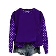 thumbnail image 3 of Jsaierl Womens Sweatshirts Cute Polka Dot Round Neck Sweatshirt Lightweight Pullover Work Long Sleeve Tops Winter Fashion S-2XL, 3 of 5