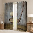 thumbnail image 2 of Homewish Vintage Golf Sports Curtains Pack of 2 (42x84 Each), Western Rustic Cabin Curtains Blackout, Grey Olive Wooden Plank Bedroom Curtains, Black Out Curtains Room Decor, 2 of 6