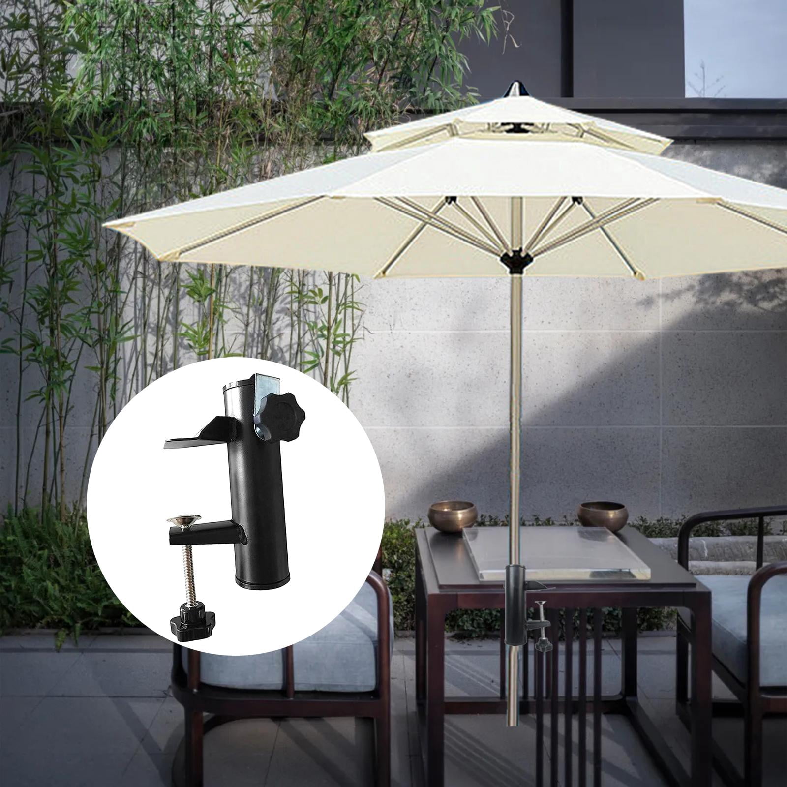 APLVFFZH Deck Mount Umbrella Stand, Patio Umbrella Clamp Holder Metal Clamp Beach Fishing