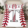 thumbnail image 2 of Homewish Initial T Letter Queen Sheet Sets for Teen, Baseball Sports Lover Flat Sheet, Cartoon Ball Print Queen Fitted Sheet, Microfiber Bedroom Decor, 4pcs, 2 of 7