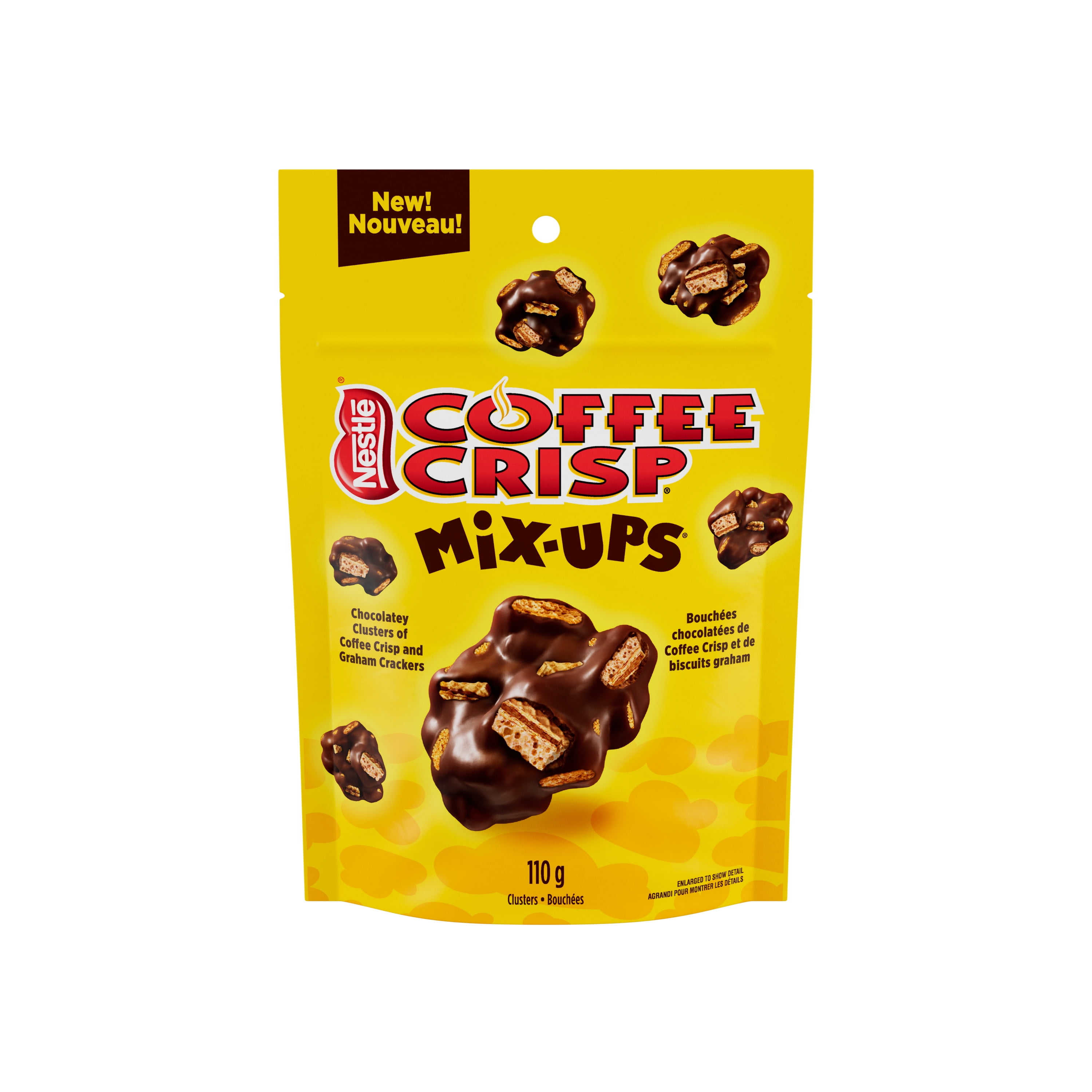 COFFEE CRISP Mix-Ups, Craveable chocolatey clusters of COFFEE CRISP pieces & graham crackers, Snacking size bag, Natural flavour, Sustainably Sourced Cocoa, 110 g