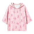 thumbnail image 4 of Arlun Women's Cancer Awareness Hoodies Cute Pink Ribbon Hearts Graphic Full-Printed 3/4 Sleeve Oversized Sweatshirts Loose Casual Drop Shoulder Pullover Tops, 4 of 4