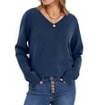 thumbnail image 6 of Winter Sweater for Women V-Neck Crochet Knit Shirt Lightweight Comfy Long Sleeve Pullover Fall Tops 2026, 6 of 9