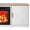 White & Brown - holds up to 60" TVs, variant on Ktaxon 55" Farmhouse TV Stand with Fireplace Heater, Mid-Century Wood Entertainment Center with 18" Electric Fireplace Mantel for up to 60" TVs, Rustic Brown