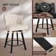 thumbnail image 6 of Counter Height Bar Stools Set of 3, 26" Swivel Fabric with Backsfor Kitchen Island, Pub, Linen, 6 of 8