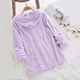 thumbnail image 2 of Womens Sweatshirt Casual Solid Plush Hooded Long Sleeve Blouse Lightweight and Comfortable Pullover Tops Hoodie Size XL, 2 of 4