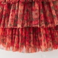 thumbnail image 5 of Ulitacool Dresses For Girls Round Neck Sleeveless Floral Holiday Party Outfit Tiered Mesh Dress Dance Party Dresses Lovely Wear Watermelon Red 3-4 Years, 5 of 5