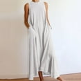 thumbnail image 1 of MesaSe Robe pour Femmes Robe Décontractée Unie Sans Manches Col Long Robe Robe Coton Noir L, 1 of 2