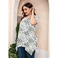 thumbnail image 5 of SHOWMALL Women's Plus Size Shirts Summer Floral Short Sleeve White Lovely Hearts 1X Blouse Swing Tee Crewneck Clothing Flowy Tops for Leggings, 5 of 7