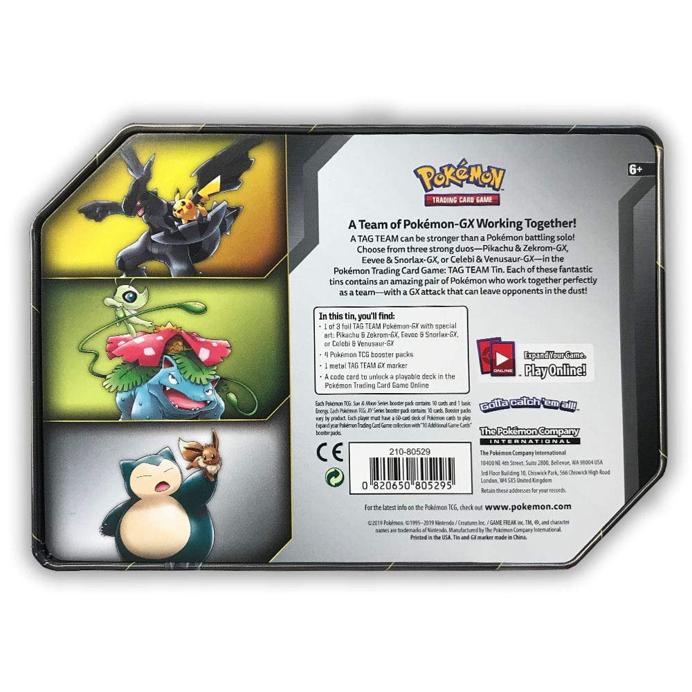 Pokemon TCG: Sun & Moon Team Up Collector's Tin Containing 4 Booster Packs and Featuring A Foil Eevee & Snorlax GX Card