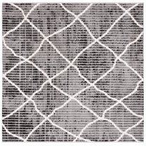 SAFAVIEH Marrakesh Nellie Geometric Polyester Area Rug, Charcoal/Ivory, 6'7" x 6'7" Square