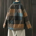 thumbnail image 4 of Diamond Quilted Jacket for Women Plaid Color Block Print Button Down Puffer Jackets with Pocket Crew Neck Oversized Vintage Casual Down Coat Trendy Warm Outerwear 2025 Winter, 4 of 9