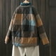 thumbnail image 4 of Parkas de manga larga para mujer, chaqueta gruesa de cuello alto con bloques de color a cuadros, chaqueta de manga larga, abrigo para mujer, 4 of 9