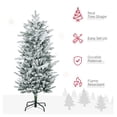 thumbnail image 4 of 4.5ft Flocked Christmas Tree, Artificial Pencil Tree with Steel Base, Snow Frosted Branches, Auto Open, Indoor Holiday Decor, 4 of 8