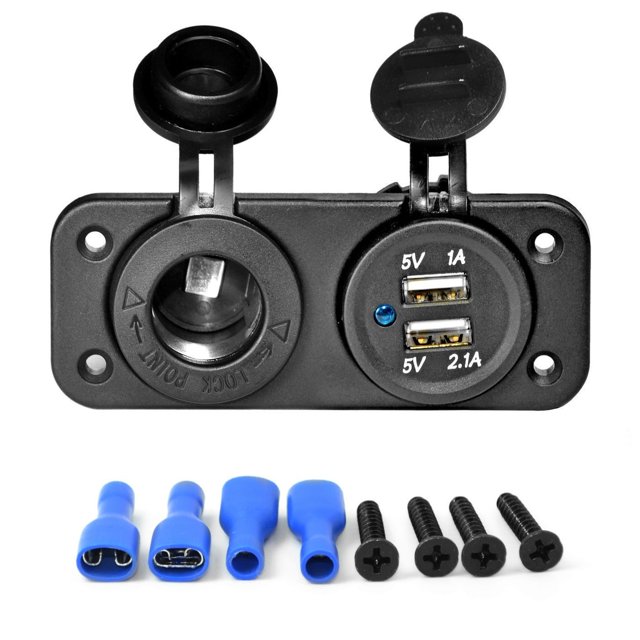 Divisor de enchufe para encendedor de cigarrillos, cargador USB Dual de 12V, salida de adaptador de corriente para coche, barco, motocicleta marina, Scooter, RV, Kit DIY ZefeiWu 8390605272387